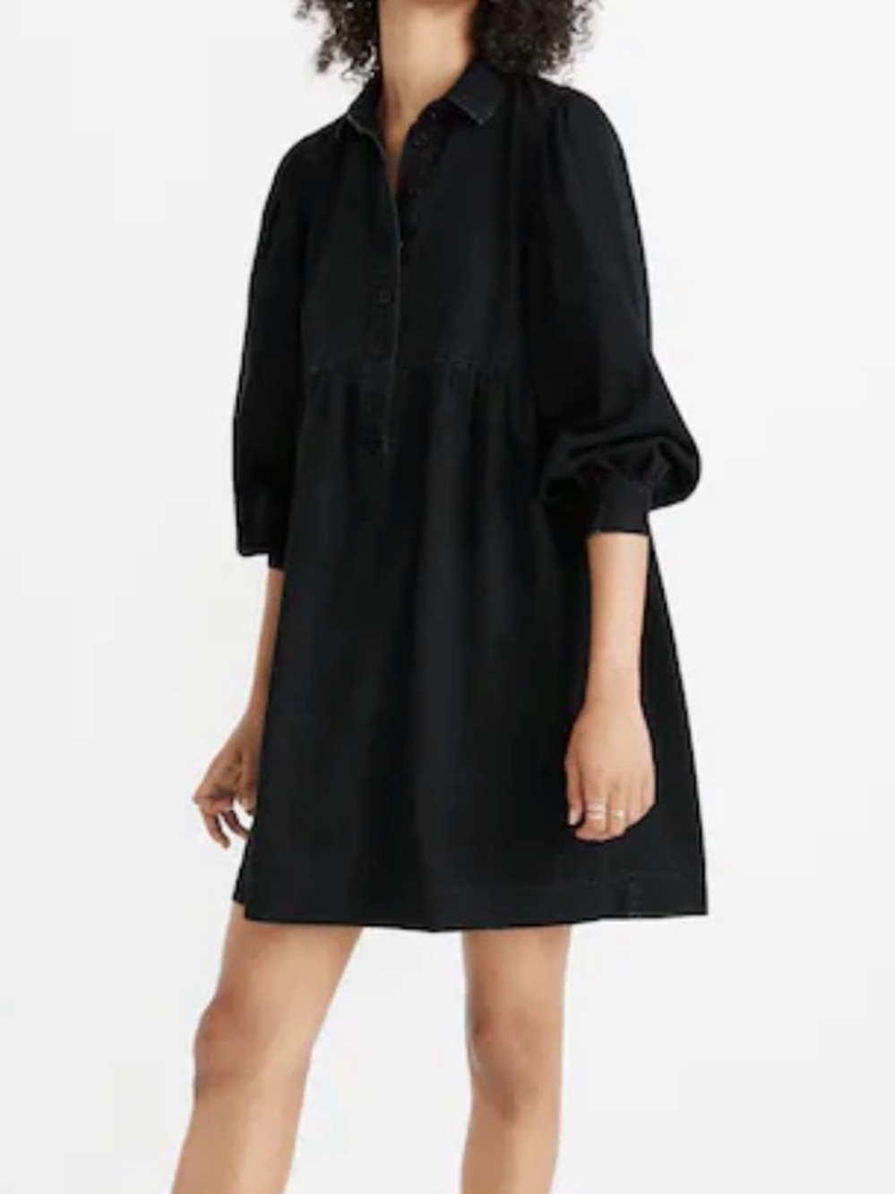 Womens Madewell Denim Babydoll Shirtdress Washed Black
Medium